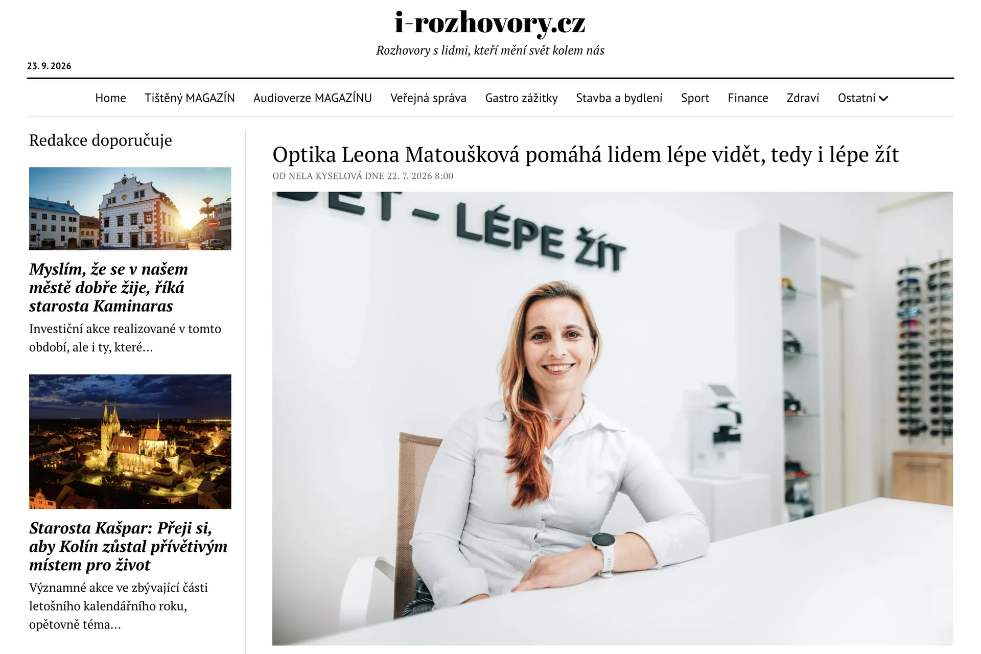 Optika Leona Matoušková napsali o mně